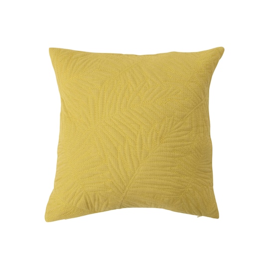 Chartreuse Quilted Fern Frond Pattern Cotton Pillow